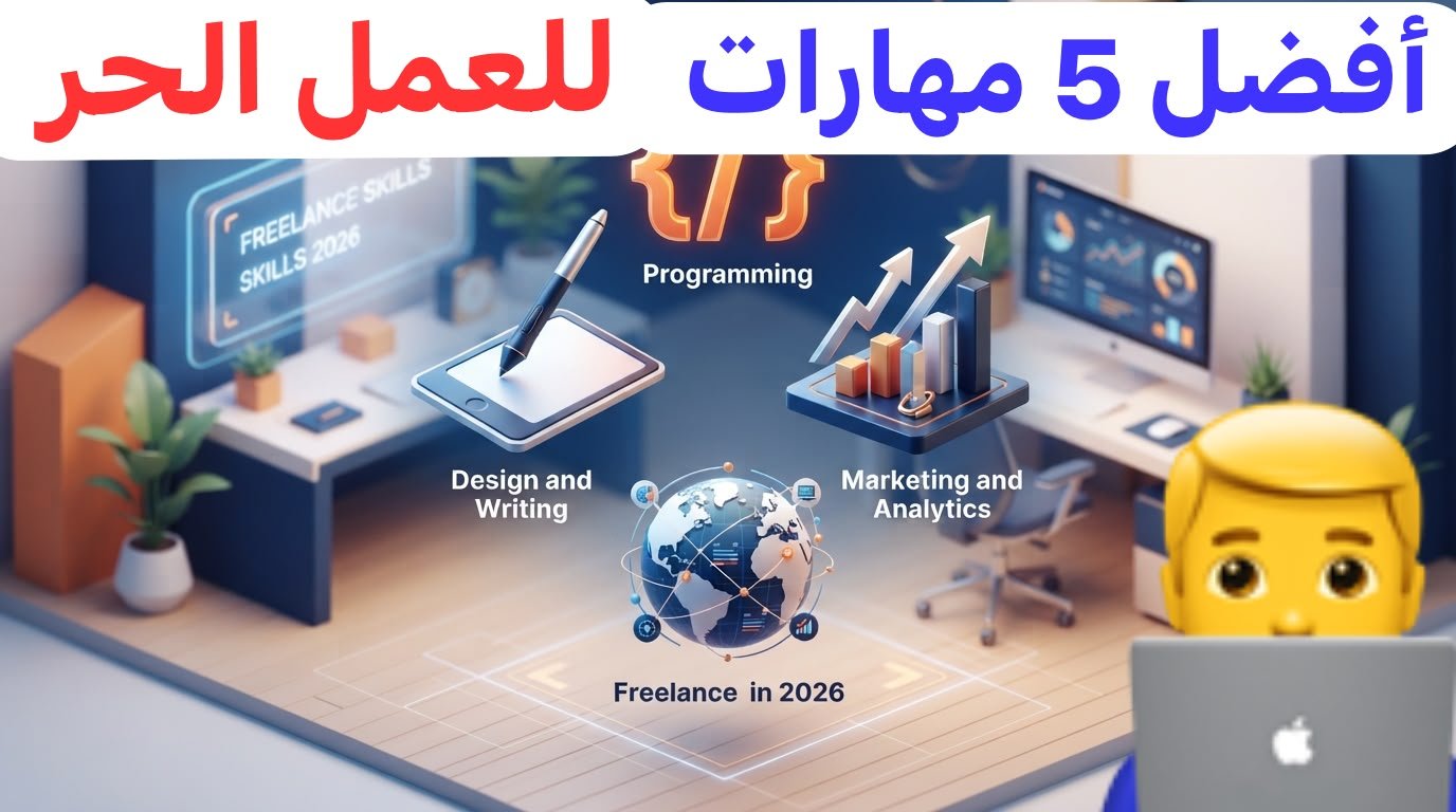 أفضل 5 مهارات للعمل الحر لعام 2026: دليل شامل لتعلم البرمجة، التصميم، والتسويق الرقمي